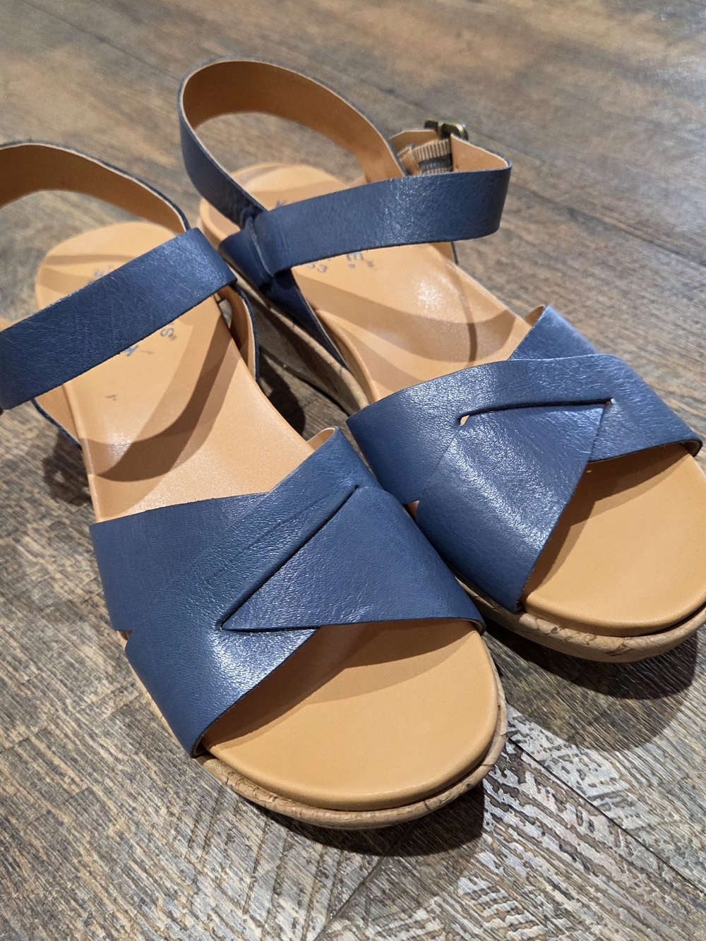 Kork-Ease Womens Blue Cork Wedge Sandals Size 8M - Picture 5 of 10